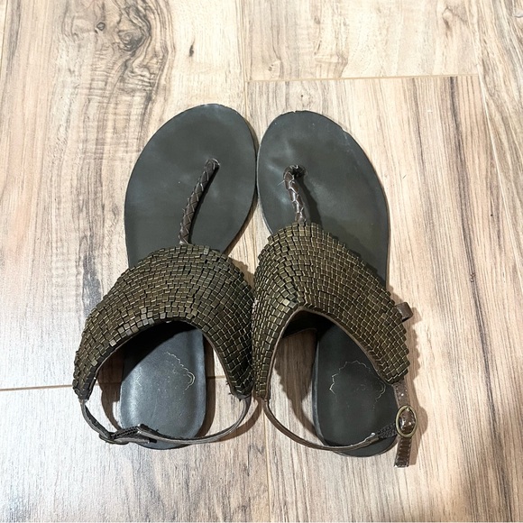 Beaded summer strappy sandals - Picture 1 of 5